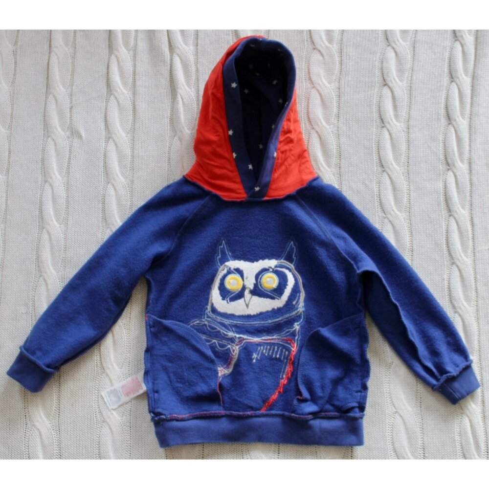 MINI BODEN Patchwork Applique Owl Stars Hoodie Sweatshirt, Size 4 - 5 - Picture 8 of 11